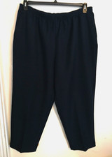 Alfred Dunner Womens Pants 22W Plus Dark Blue Dress Pocket Pull On Elastic Waist