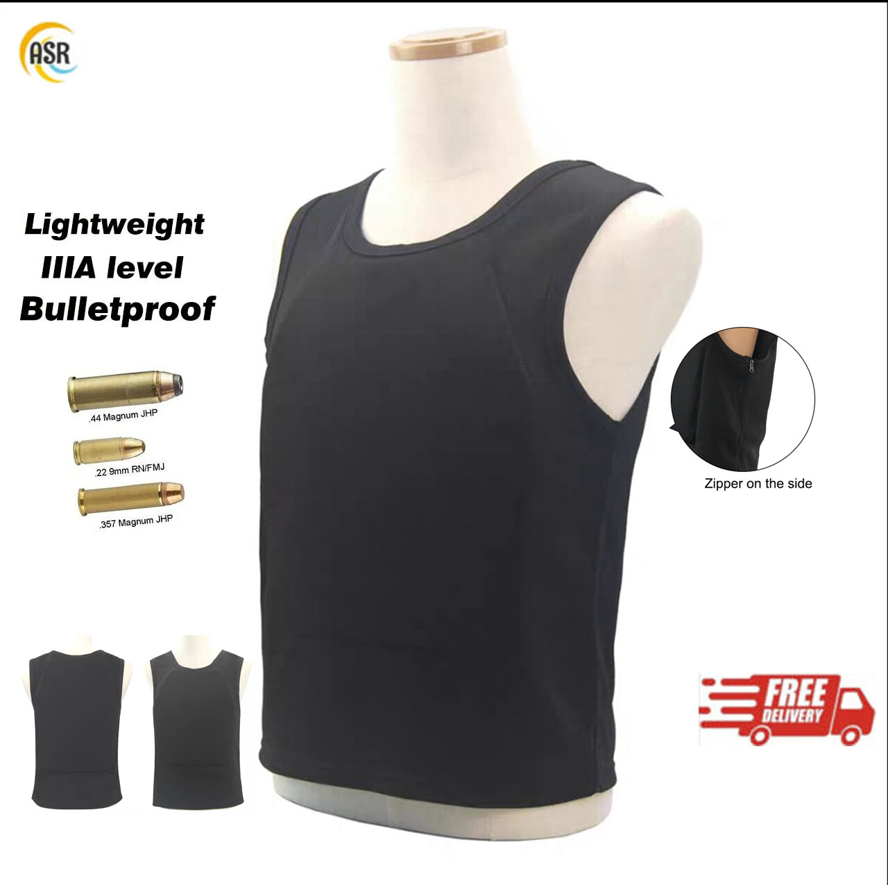 IIIA Bulletproof Vest level Lightweight Hidden Inside Wear Anti-Bullet T shirt