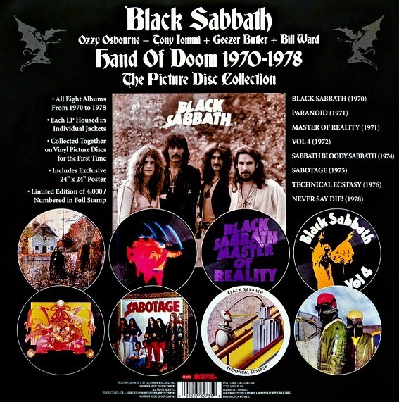 BLACK SABBATH HAND OF DOOM 1970-1978 LIMITED PICTURE DISC