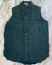 VTG Sostanza Med Green 100% Cotton Pocket Waistcoat Vest Outdoor Casual