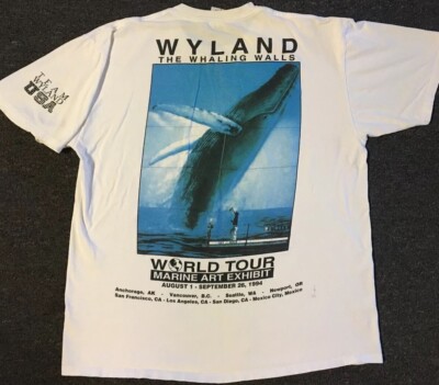 Vtg Wyland Whaling Walls Faded Shirt M Whale Art Nature Beach Surf Grunge 90s