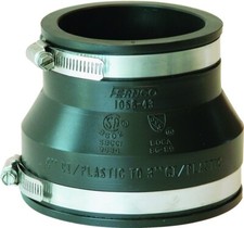 NEW FERNCO P1056-43 4" X 3" PVC RUBBER BLACK FLEXIBLE PIPE COUPLING