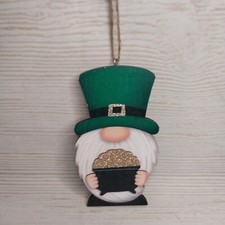New Pot of Gold Gnome Irish St Patrick's Day Ornament Sign Wood Decor Tier Tray
