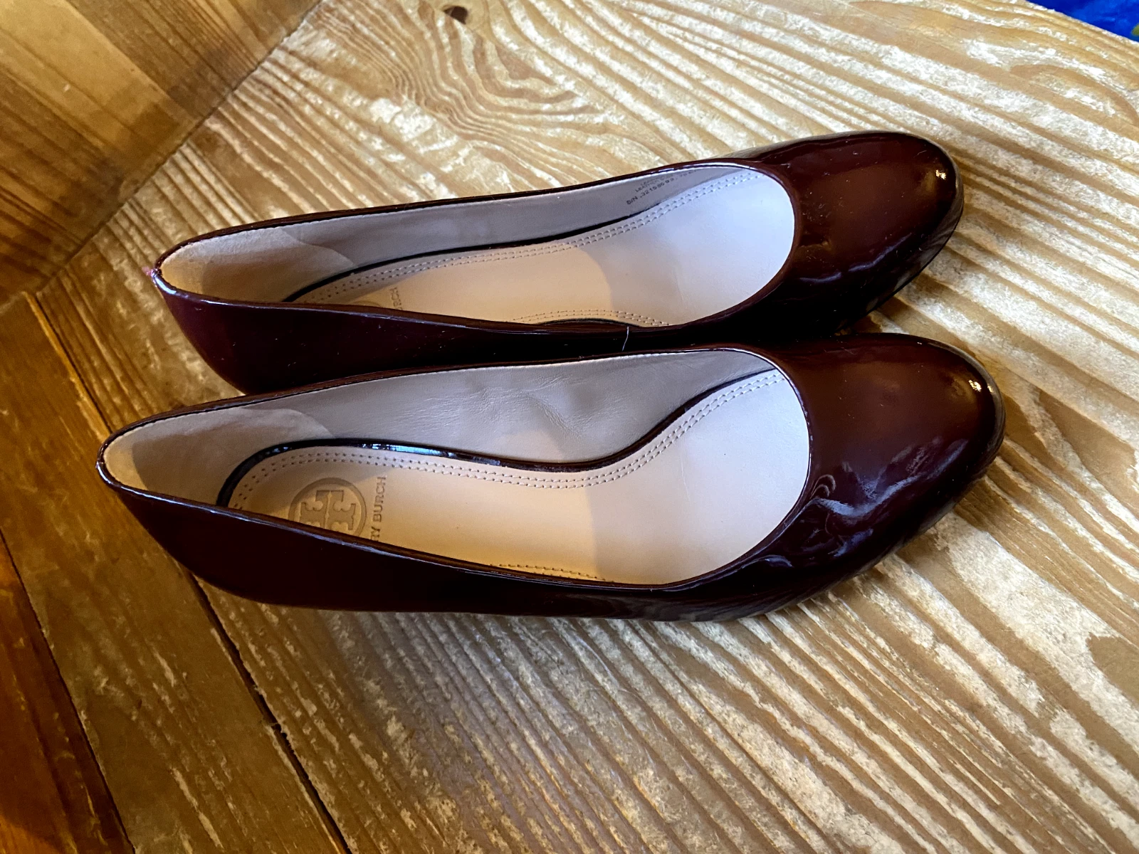Scarpe Tory Burch Astoria Zeppa Pelle Verniciata Tg 8 5 Vino Borgogna