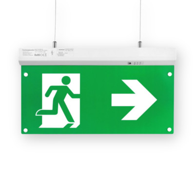 LED-Fluchtwegleuchte Exit Leuchte mit Notstromakku inklusive 4 x Piktogrammen