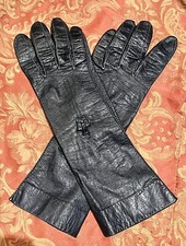 Vintage Aris of Paris Black Kid Skin Gloves Women's 7 Buttons Washable