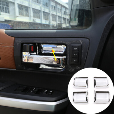 ABS Silver Shiny Inner Door Bowl Protector Cover For Toyota Tundra 2014-2021