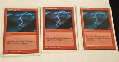 3x Lightning Bolt 4.the Edition MTG Wizards