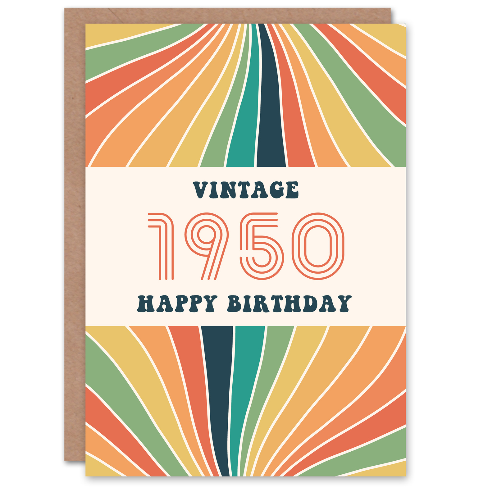 Vintage Retro Him Her Rainbow Born 1950 Aged 75 Years Old 75th Birthday Card