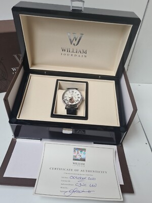 Brandneu William Jourdain Herren Luxus Uhr Perlen Zifferblatt Silber Zifferblatt UVP £1299