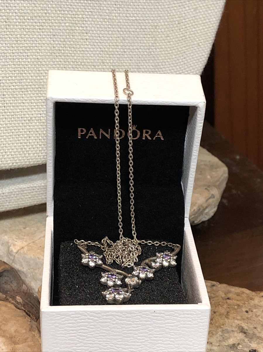 11. PANDORA 925 Sterling Silver FORGET-ME-NOT White Purple CZ
