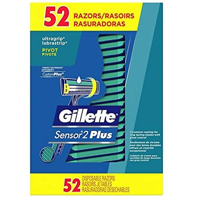Men's Gillette Sensor PLUS2 Disposable Razor with Powder Lubrastrip 52 Razors