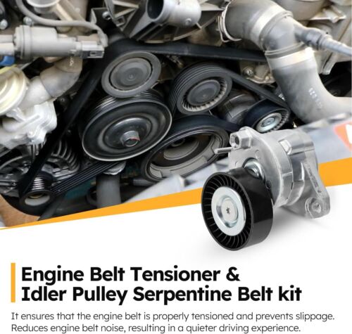 For Mercedes-Benz Engine Drive Belt Tensioner & Idler Pulley Serpentine Belt kit - Picture 4 of 20