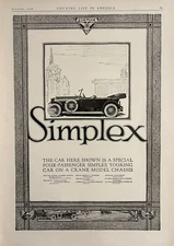 1916 Simplex Crane Six Antique Car Print Ad Simplex Automobile Co. New York NY