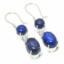 Lapis Lazuli Gemstone Handmade 925 Sterling Silver Jewelry Earring 1.97 "