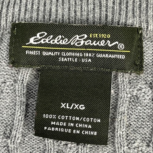 Eddie Bauer Cardigan Sweater Women's Size XL Button Up Cable Knit Gray Cotton - Picture 8 of 11