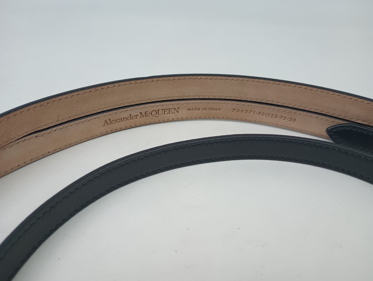 ベルト Alexander Mcqueen st leather thin double belt Alexander McQueen Women's Black Thin Long Leather Double