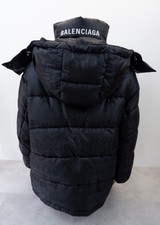 Balenciaga New Logo Jacquard Puffer Coat Size Uk 6 Eu 34 Oversized Black $3400