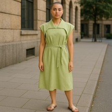 Y Project Dress S Womens Green Midi Long Sleeve Crew Neck Viscose/Polyamide Sol