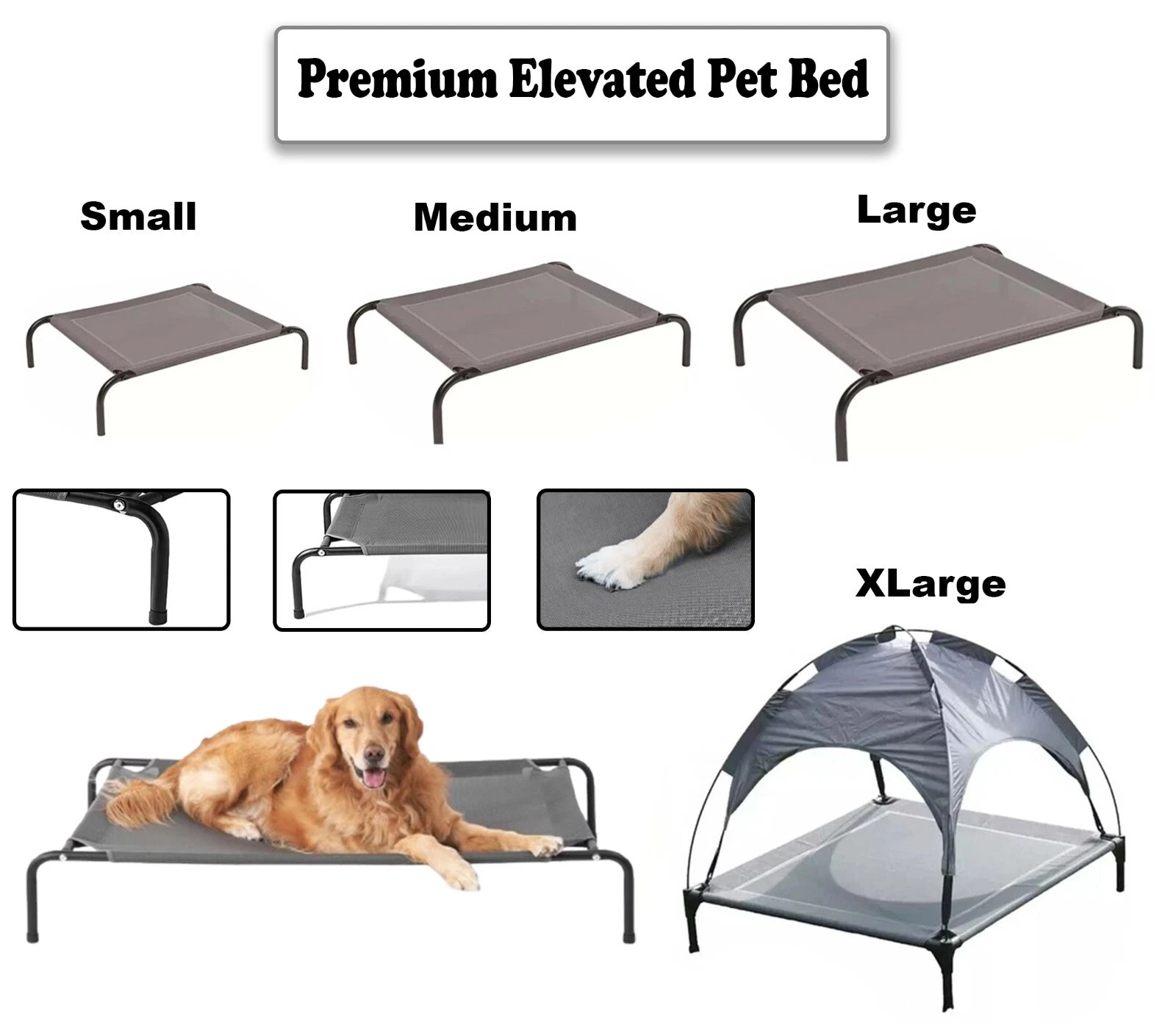 Premium Elevated Raised Pet Bed Cat Dog Puppy Trampoline Hammock Foldable Bed