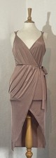 Boohoo Size 10 Wrap Dress Party Evening Elegant Dirty Pink Summer 1819
