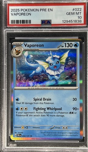 Vaporeon graded PSA 10 for sale on eBay