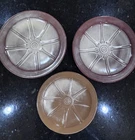 3 Vintage Frankoma Pottery Plates 94FL Wagon Wheels Desert Gold-2 Styles