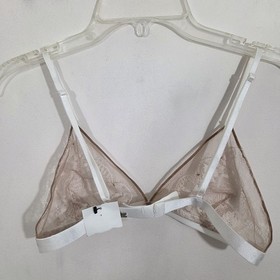 NWT For Love & Lemons Skivvies Lace Mesh Triangle Bralette White Nude Small
