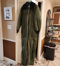 VTG 60s/70s Sears Men's L Insulated Coveralls Large Green Belted Suit USA READ 