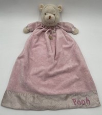 Disney Winnie the Pooh Lovey Blanket Pink Satin Edge Vtg Plush Head Arms Beehive