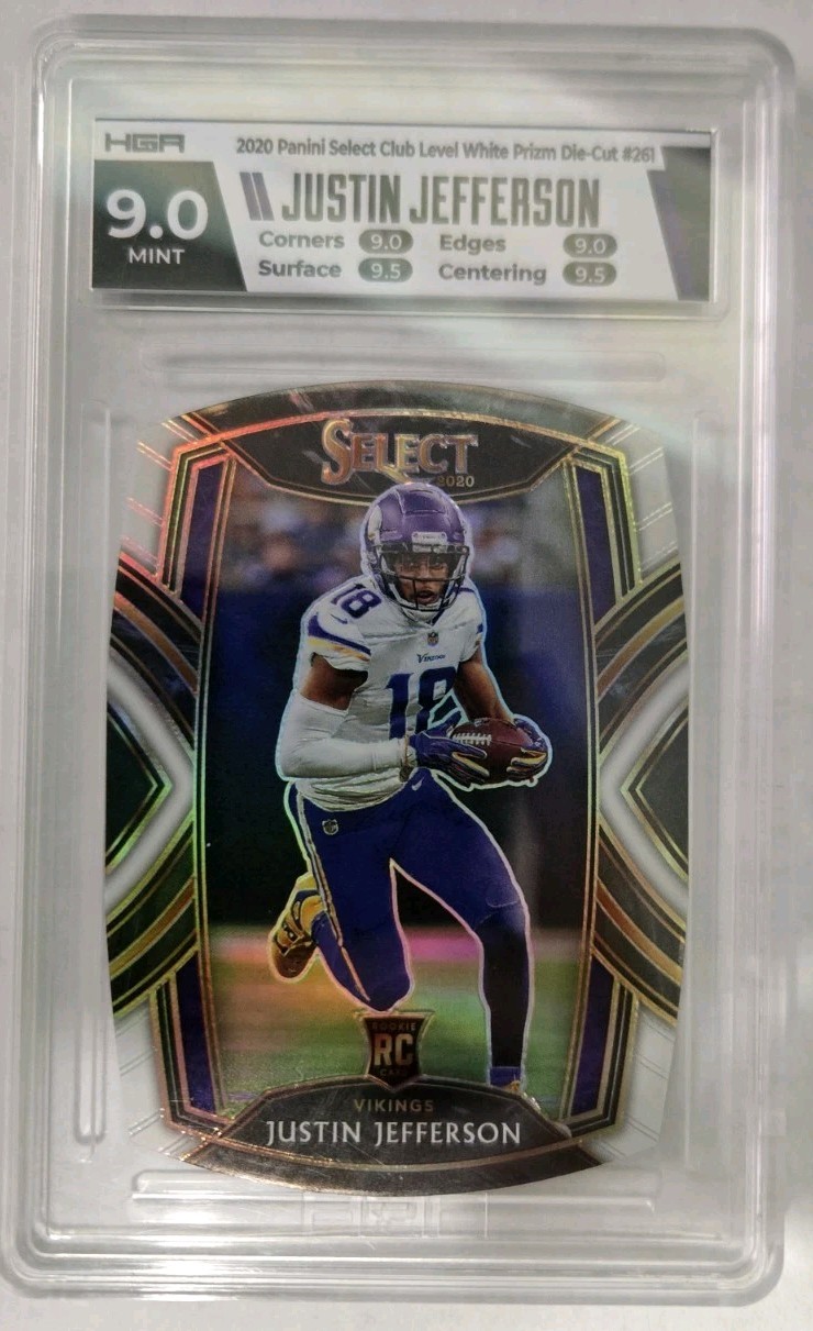 2020 Panini Select Club White Justin Jefferson Prizm Die-Cut RC #261 MINT 9