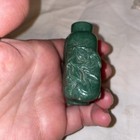 Antique Chinese Spinach Jade Nephrite? Snuff Bottle Lapis Lazuli Stopper Carved — photo 8