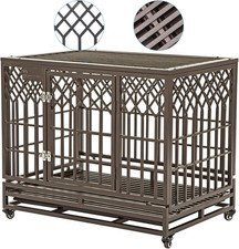 38In Heavy Duty Strong Metal Dog Cage Pet Kennel Crate Playpen with Wheels, Y Sh