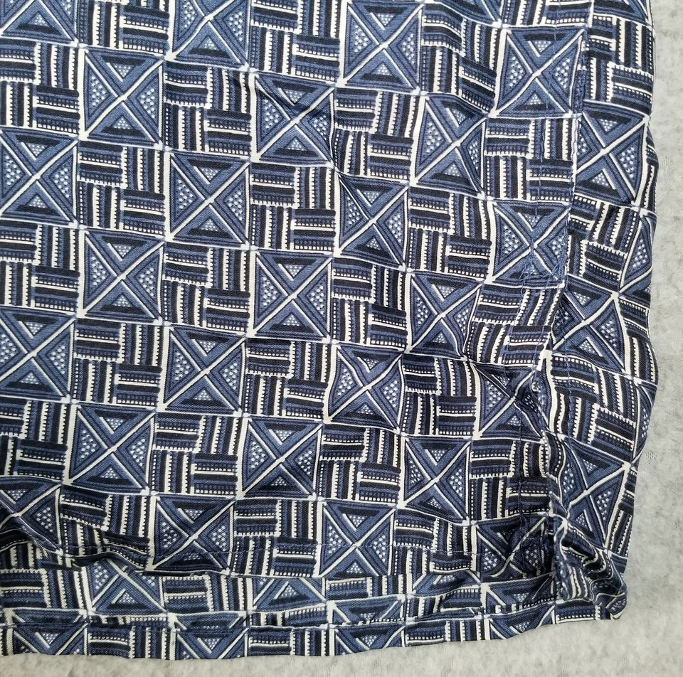 Scandia WOODS Button Up Shirt Mens 2XL XXL Black Blue White Geometric Silk Thin - Image 4 of 4