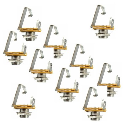 New 10 Pcs Mono 1/4'' 6.35mm ID Socket Jack Connector Panel Mount Guitar Plate