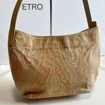 Etro Handbag Accessory Pouch 20cm Beige Paisley Pattern