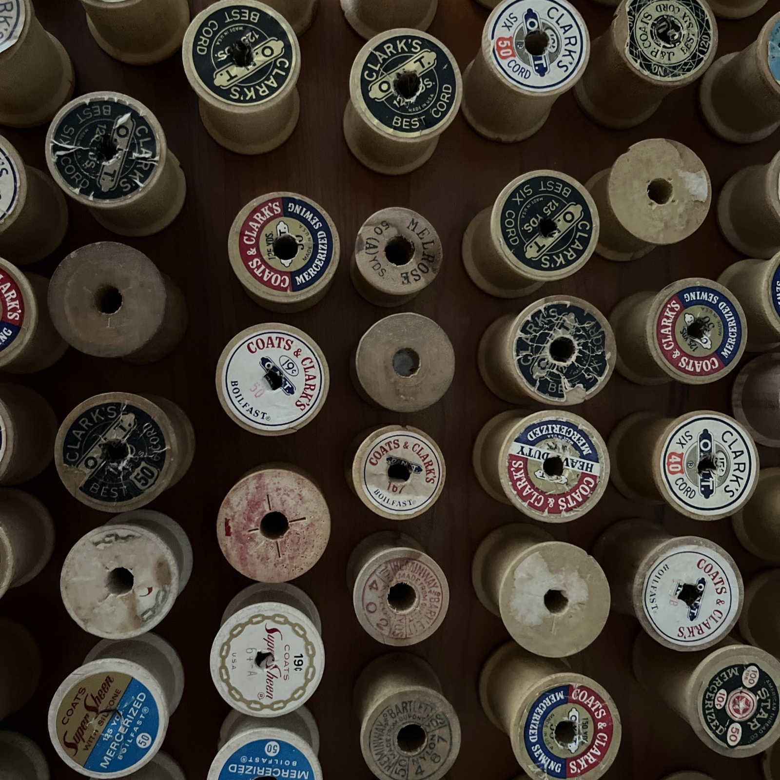 Lot 84  Vintage J&P Coats & Clark Star  Talon Sewing Thread Empty Wooden Spools