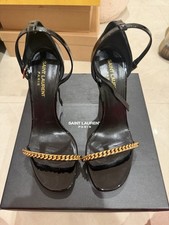 Saint Laurent Black Patent Leather Ankle Stra...