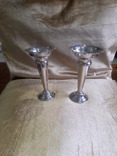 Vintage Silver Plated Fluted Trumpet Vase / Candlestick  X 2