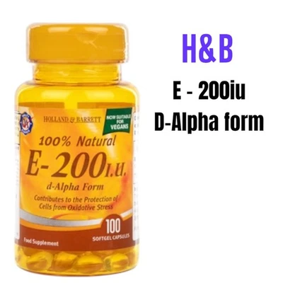 HOLLAND & BARRETT Vitamin E Softgel 100 Capsules 100% Natural Immune Support 200iu Free P&P