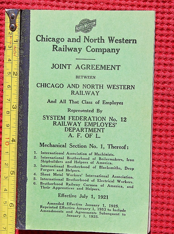 Chicago & North Western Railway Joint Agreement Railroad Employees Booklet C&NW