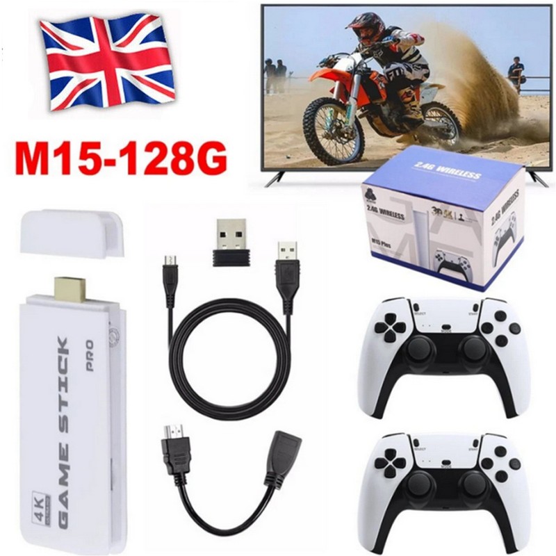Retro Video Games Console Stick 4K Pro 128GB 4k+ Games Wireless Controllers 2.4G