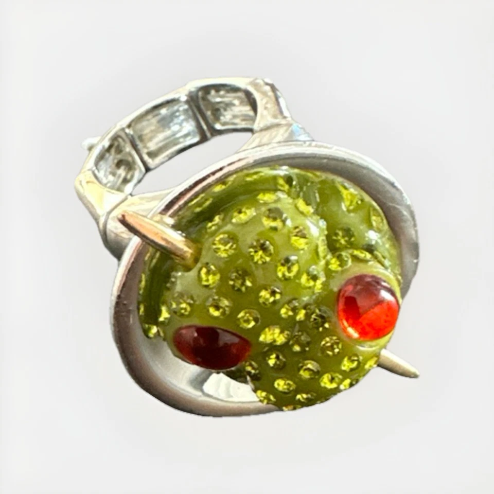 Auténtico anillo de vidrio Martini BETSEY JOHNSON ajuste elástico tono plata Foto 2 de 4