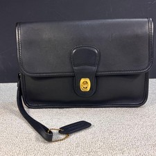 Old COACH 9832 Vintage Black Leather Turnlock Clutch Bag Organizer Wristlet