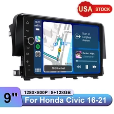 8+128GB Android Car Stereo for Honda Civic 2016+ 9 inch Screen Headunit GPS Navi