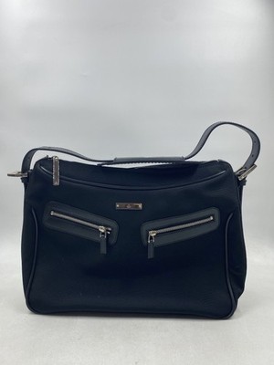 Gucci Black Nylon Leather Trim Shoulder Bag