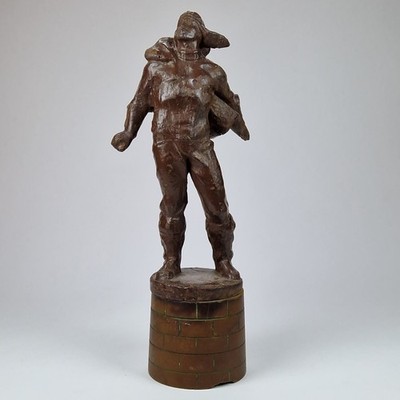 Rare Vintage Soviet Statuette Pilot Valery Chkalov USSR 1960s Figurine Aviation