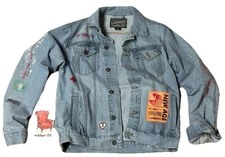 Brooklyn Cloth Men's Jacket New Age Wave Graphic Blue Denim Wearable Art - Sz M
