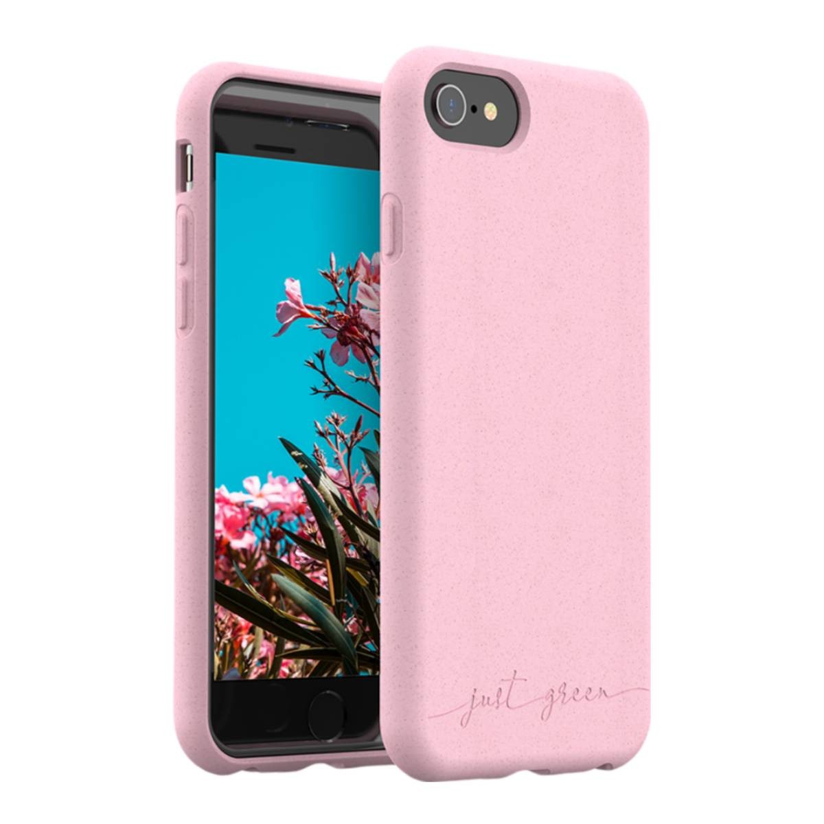 Coque pour iPhone 7/8/SE antichoc et recyclable JUST GREEN Natura rose