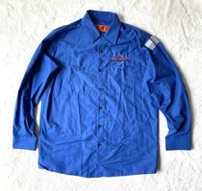 Red Kap Work Uniform Shirt Mens ( L ) Blue Button Up Contractor Embroidered NWOT